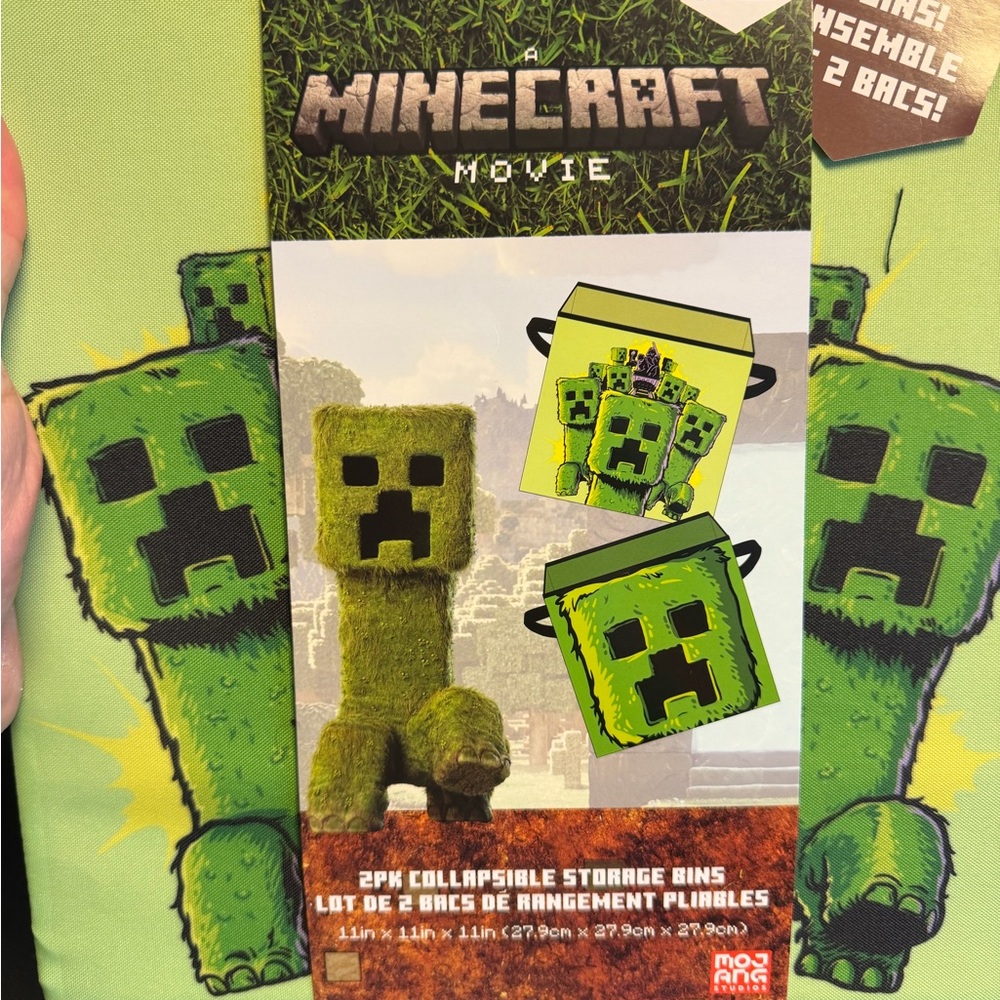 Minecraft Creeper Collapsible Storage Bins - Green 2 pcs 11x11